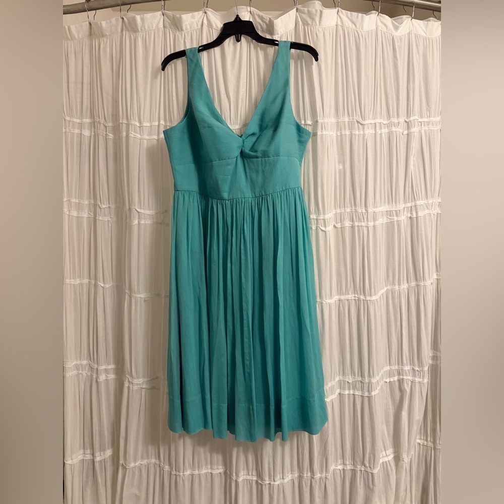 J. Crew 100% Silk Teal Sleeveless V-Neck Dress